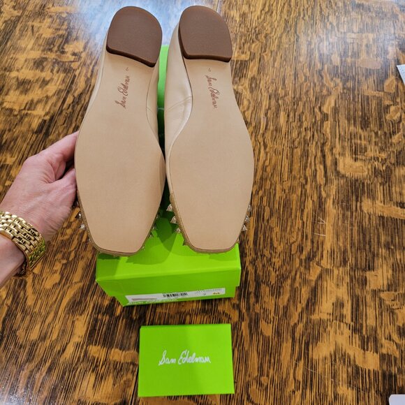 Sam Edelman Spiked Ballet Flats. Leather. Monet Studded Cap Toe. Sand. Size 7. - Picture 7 of 13